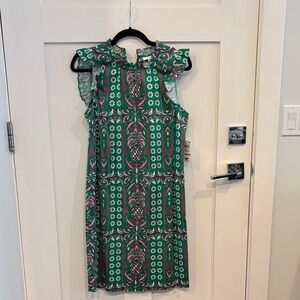 Charter Club Green and Pink Patterned Midi Dress